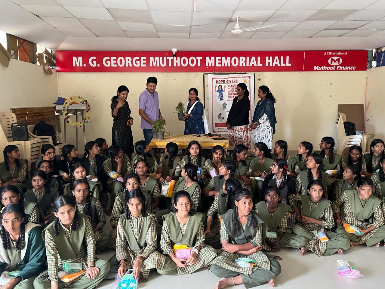 Group of students attending a menstrual hygiene management awareness event