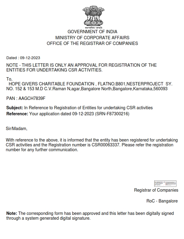 CSR Registration Certificate